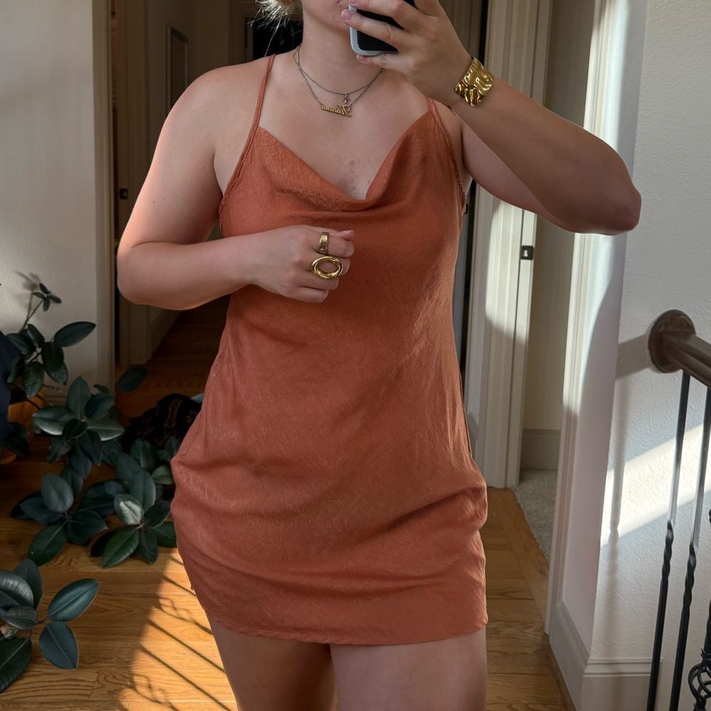 Cotton On burnt orange cowl neck mini dress